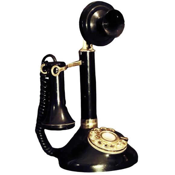 Steampunk-Style Black Candlestick Bonnie and Clyde Rotary Phone - Picture 2 of 7